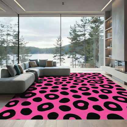 Hot Pink Black Spots Animal Hide Rug
