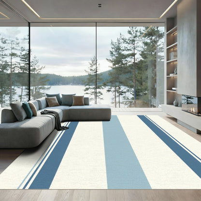 Coastal Blue And Ivory Stripe Rug
