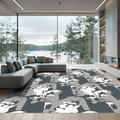 Monochromatic Abstract Cloudscape Pattern Rug