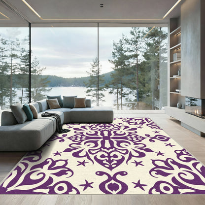 Purple Ivory Floral Medallion Rug