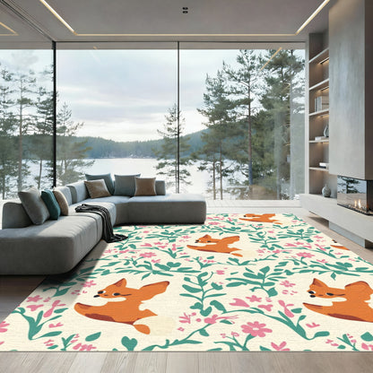 Whimsical Fox Floral Grove Rug