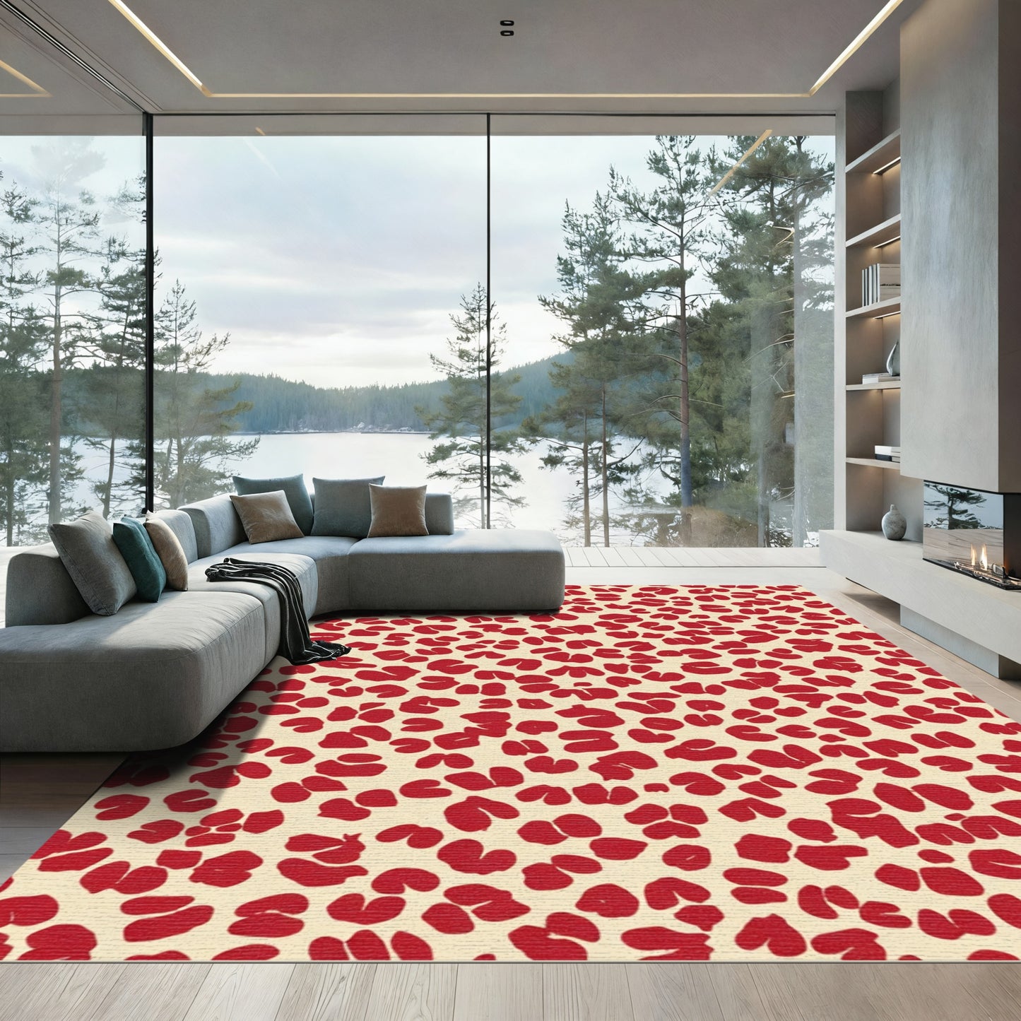 Crimson Blotchy Spots Rug