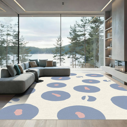 Blue Pink Abstract Circles Rug