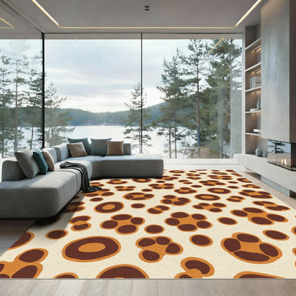 Brown and Cream Leopard Spots Rug