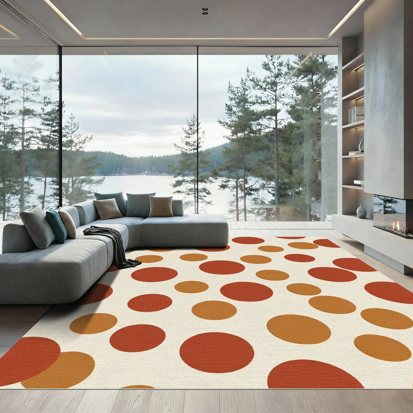 Terracotta Ochre Scattered Dot Rug