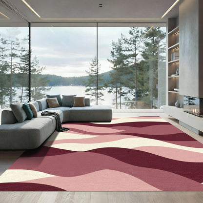 Burgundy Muted Waves Rug