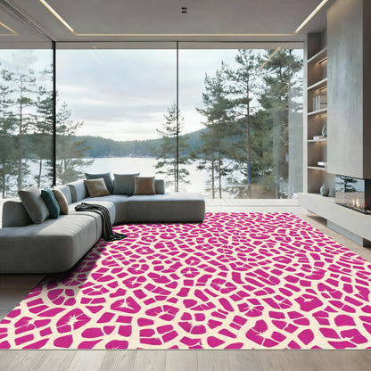 Vibrant Pink Cracked Cell Organic Rug