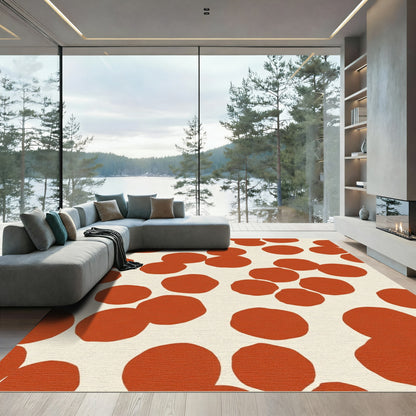 Burnt Orange Dots Abstract Composition Rug