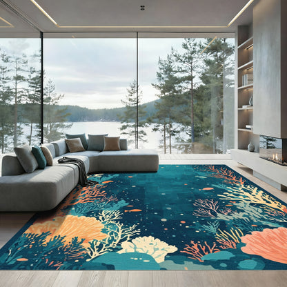 Coral Reef With Fish Swirling Rug