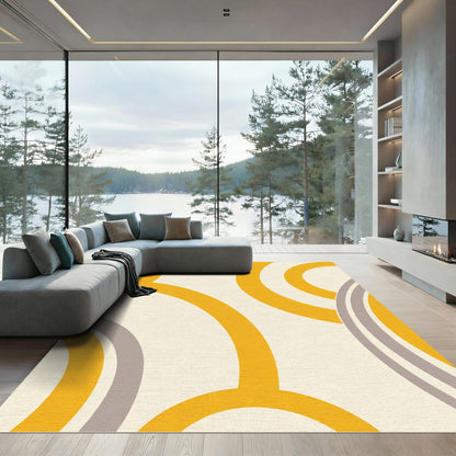 Mid Century Modern Yellow Arch Shapes Rug