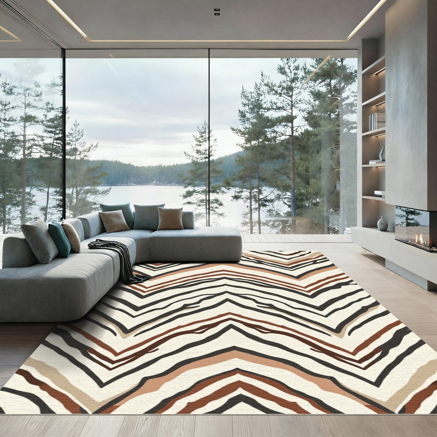 Earthy Zigzag Animal Stripe Rug