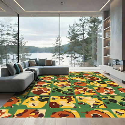 Abstract Camo Square Collage Rug
