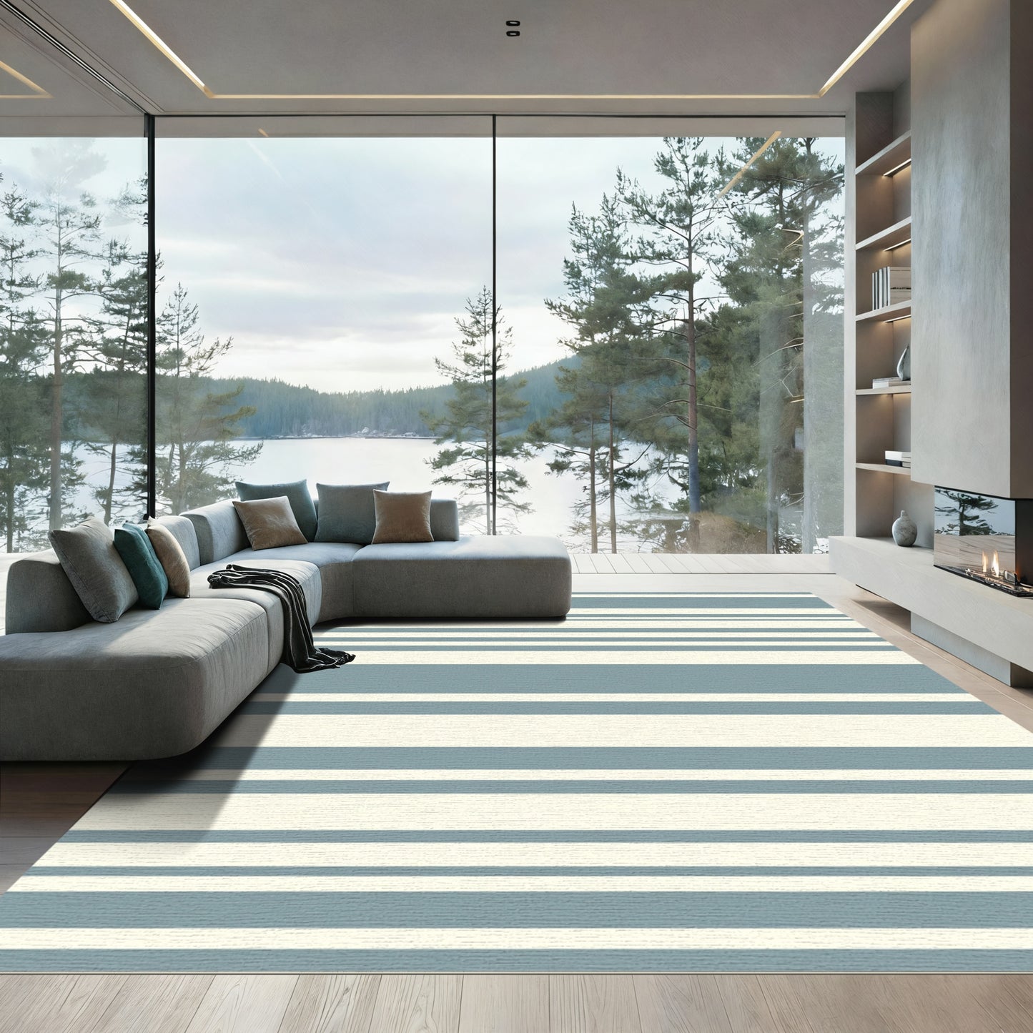 Blue Stripe Accent Rug