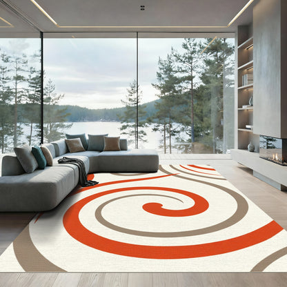 Crimson Grey Swirl Abstract Rug