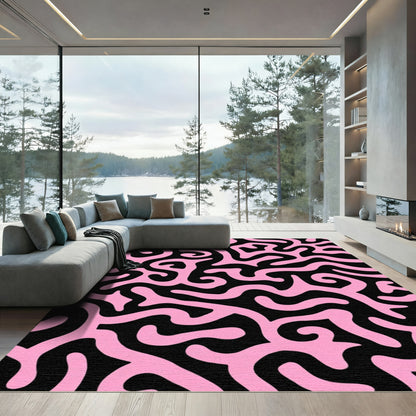 Bold Pink Swirl Abstract Rug