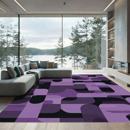 Faceted Purple Geometric Abstract Rug