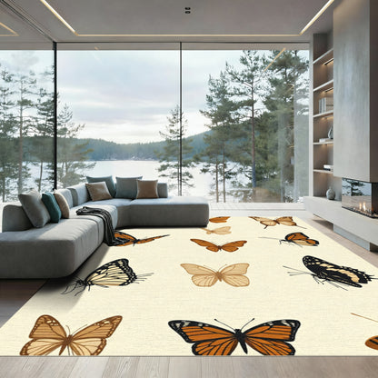 Monarch Golden Brown Butterfly Collection Rug