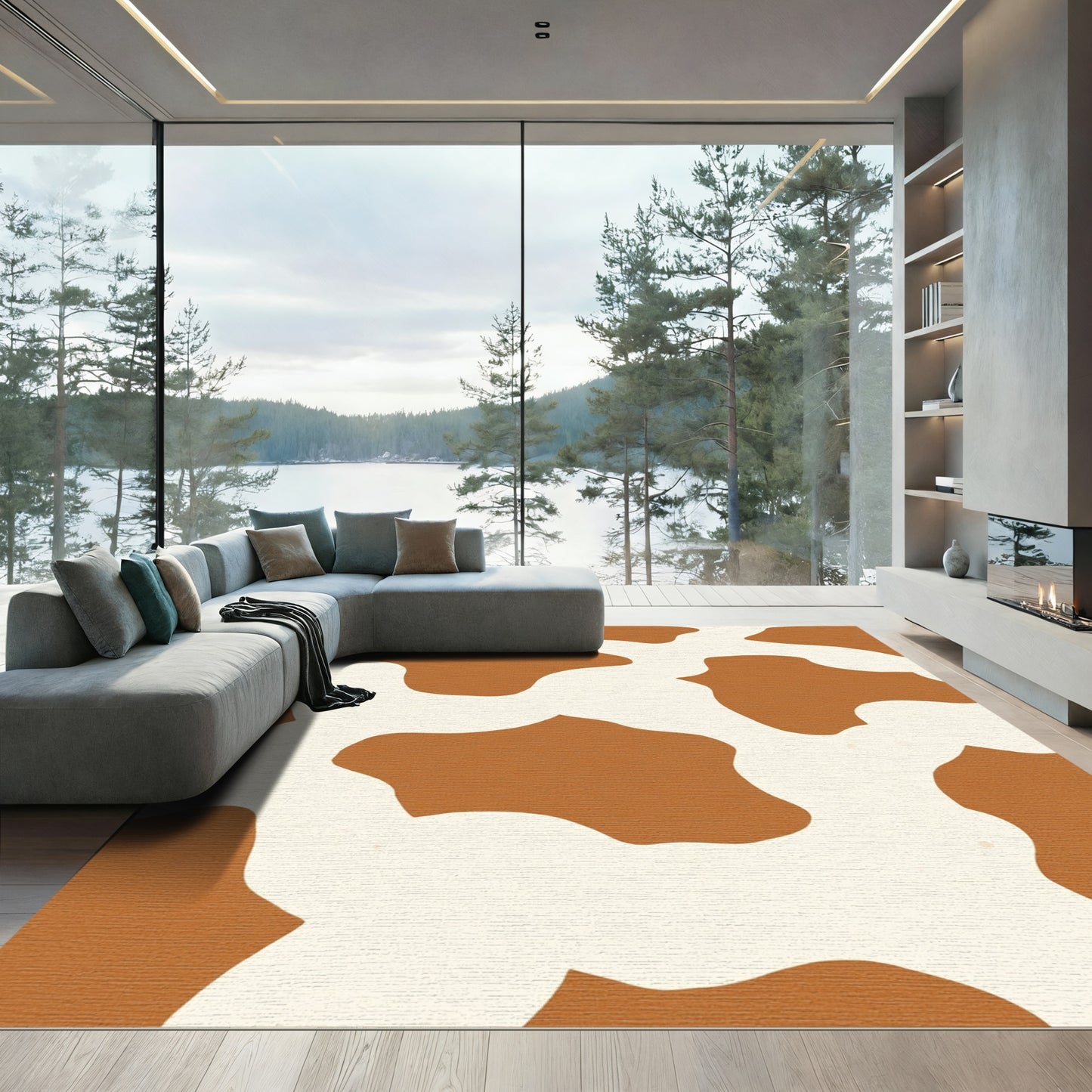 Brown White Cow Spot Organic Rug