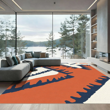 Terracotta And Navy Jagged Stripes Rug