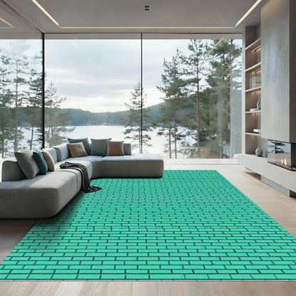 Aqua Brick Texture Repeating Pattern Rug