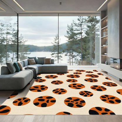 Orange Black Abstract Spotty Circles Rug