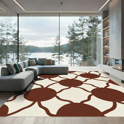 Warm Sienna Dot Vine Pattern Rug