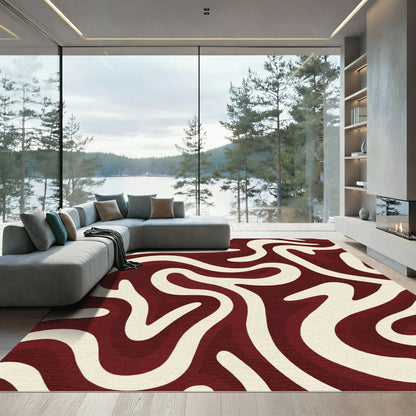 Crimson Ivory Organic Swirl Rug