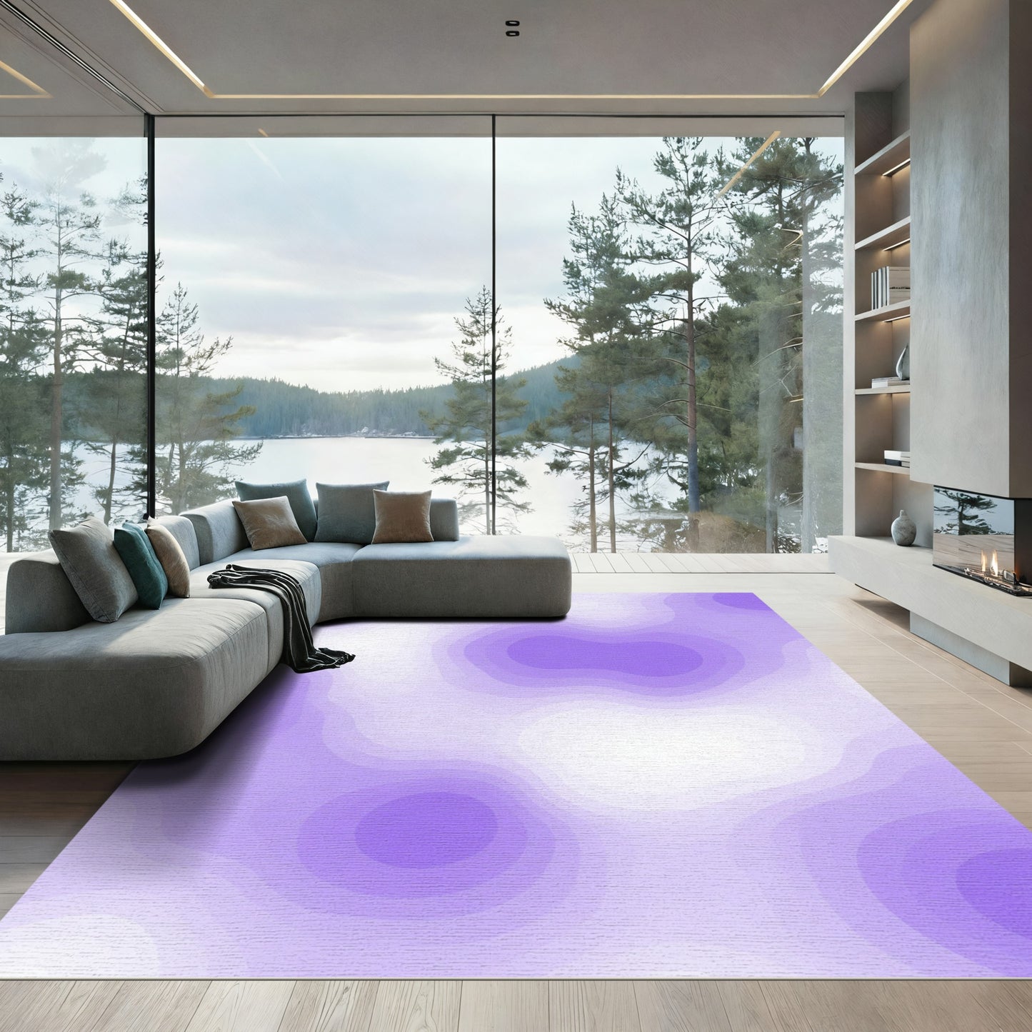 Soft Lavender Gradient Contour Rug