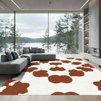 Brown and White Irregular Spots Rug