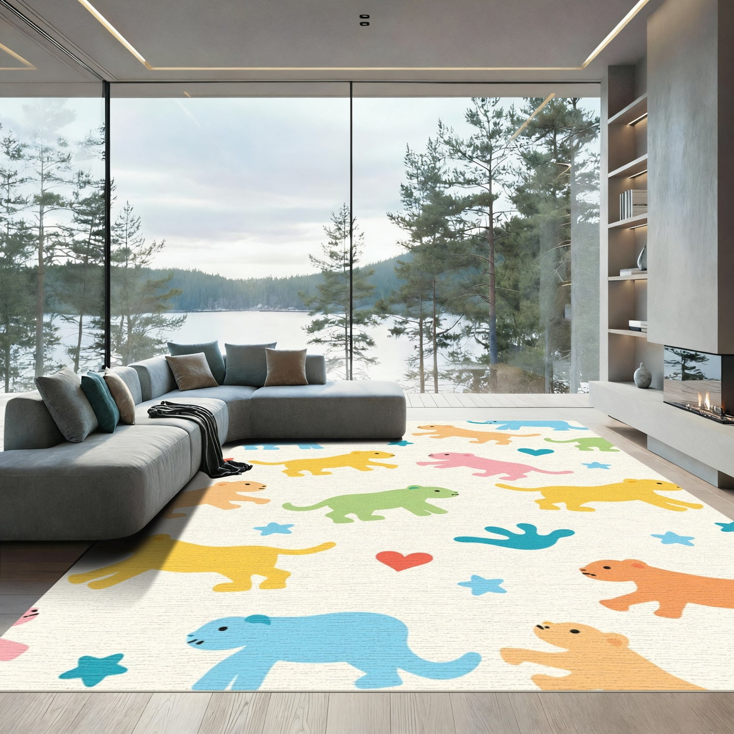 Cute Colorful Cub Stars Heart Rug