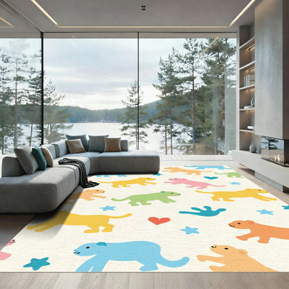 Cute Colorful Cub Stars Heart Rug