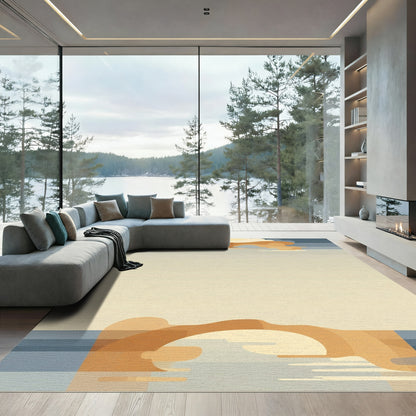 Serene Abstract Arch Bridge Sunset Rug