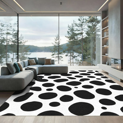 Black White Organic Spot Rug