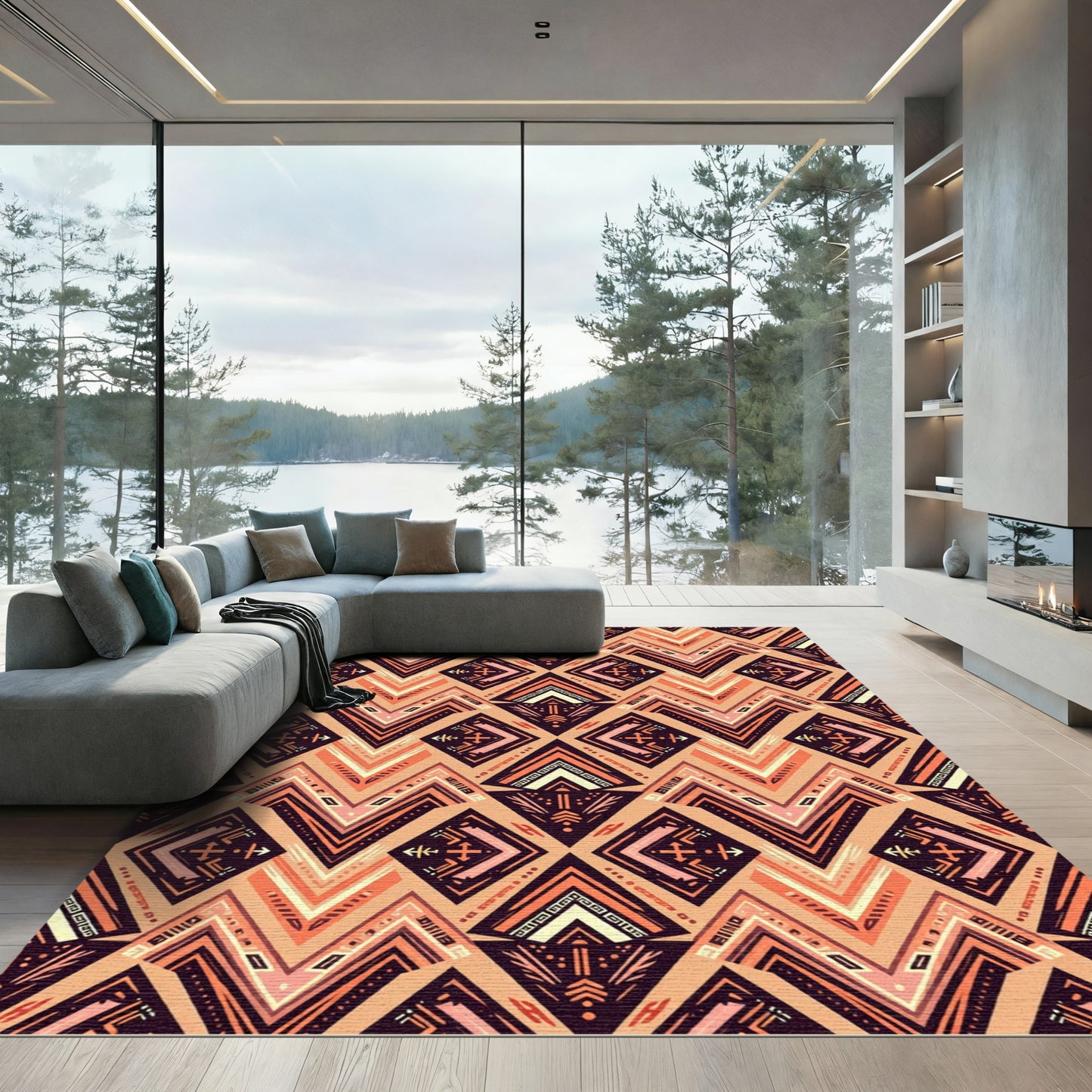 Geometric Diamond Earthy Tone Rug