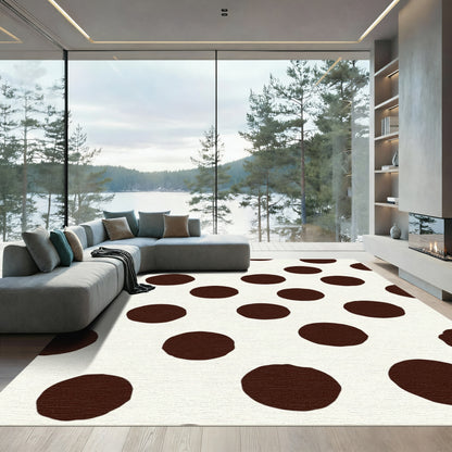 Chocolate Dot Scattered Circles Rug
