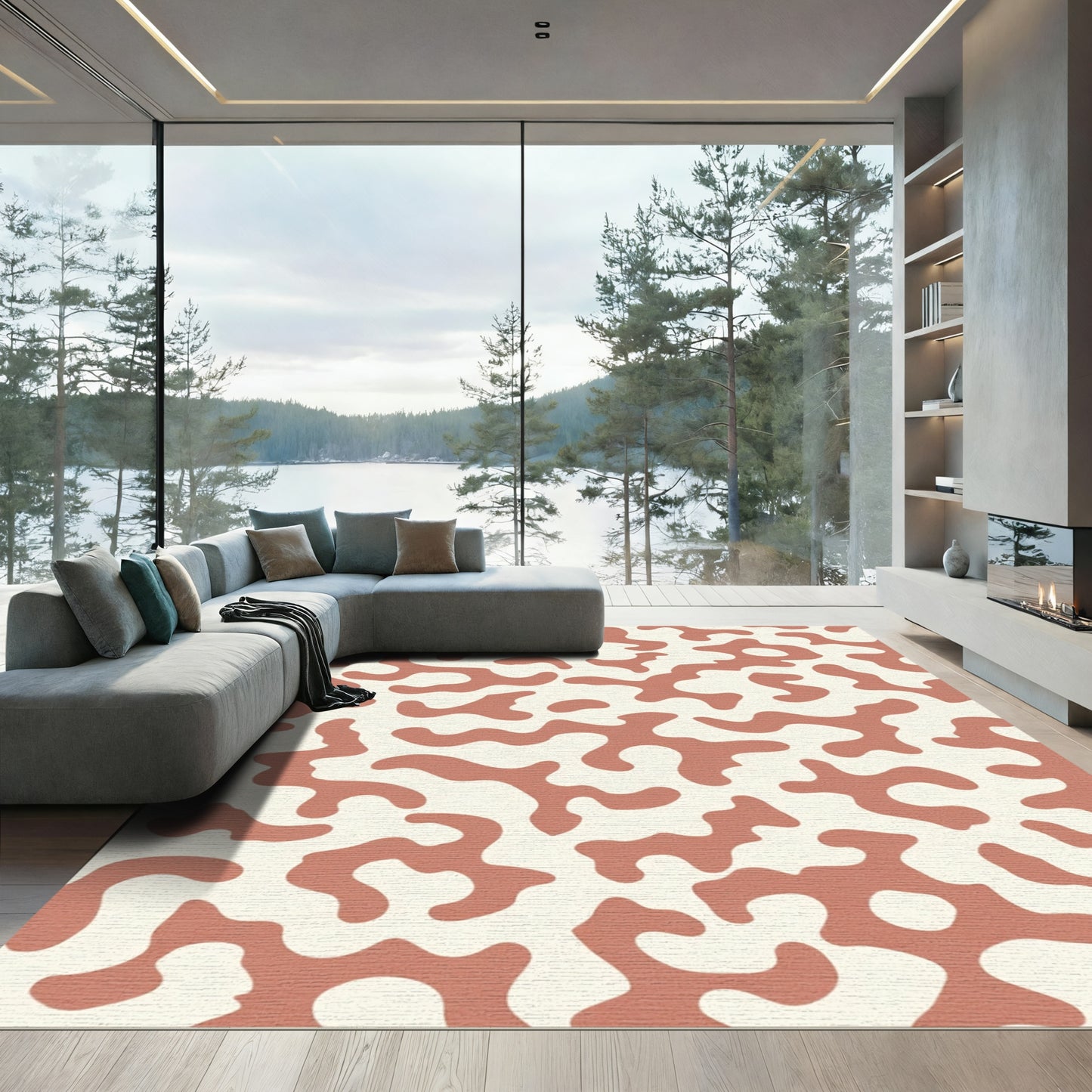 Terracotta Organic Amoeba Abstract Rug