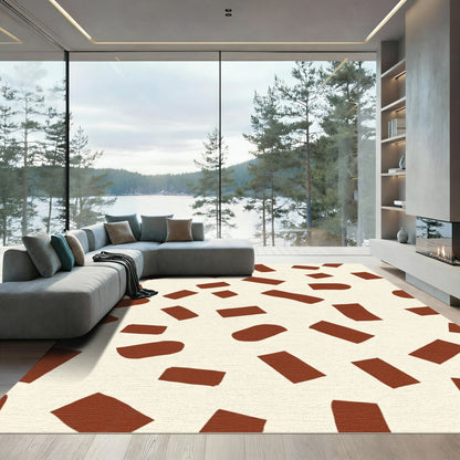 Abstract Terracotta Brick Scatter Rug