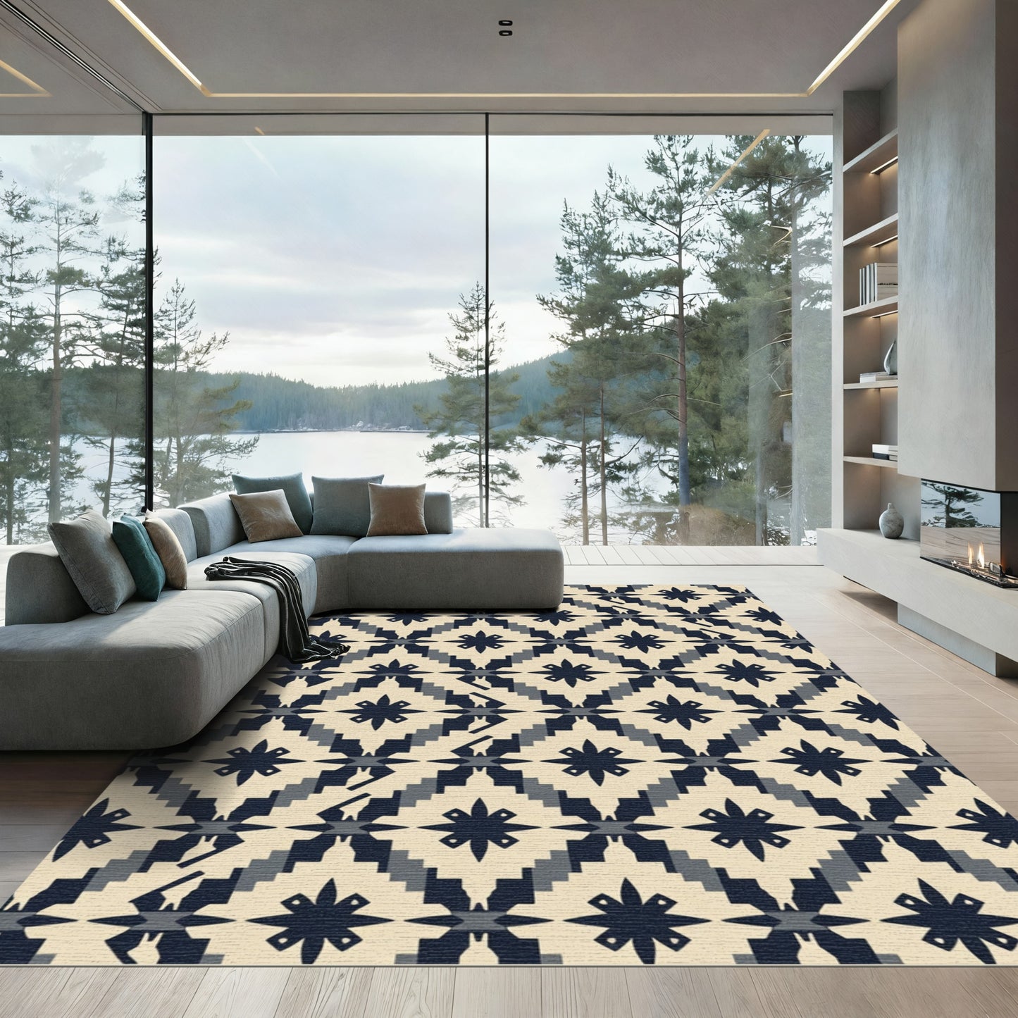 Navajo Diamond Starburst Cream Rug