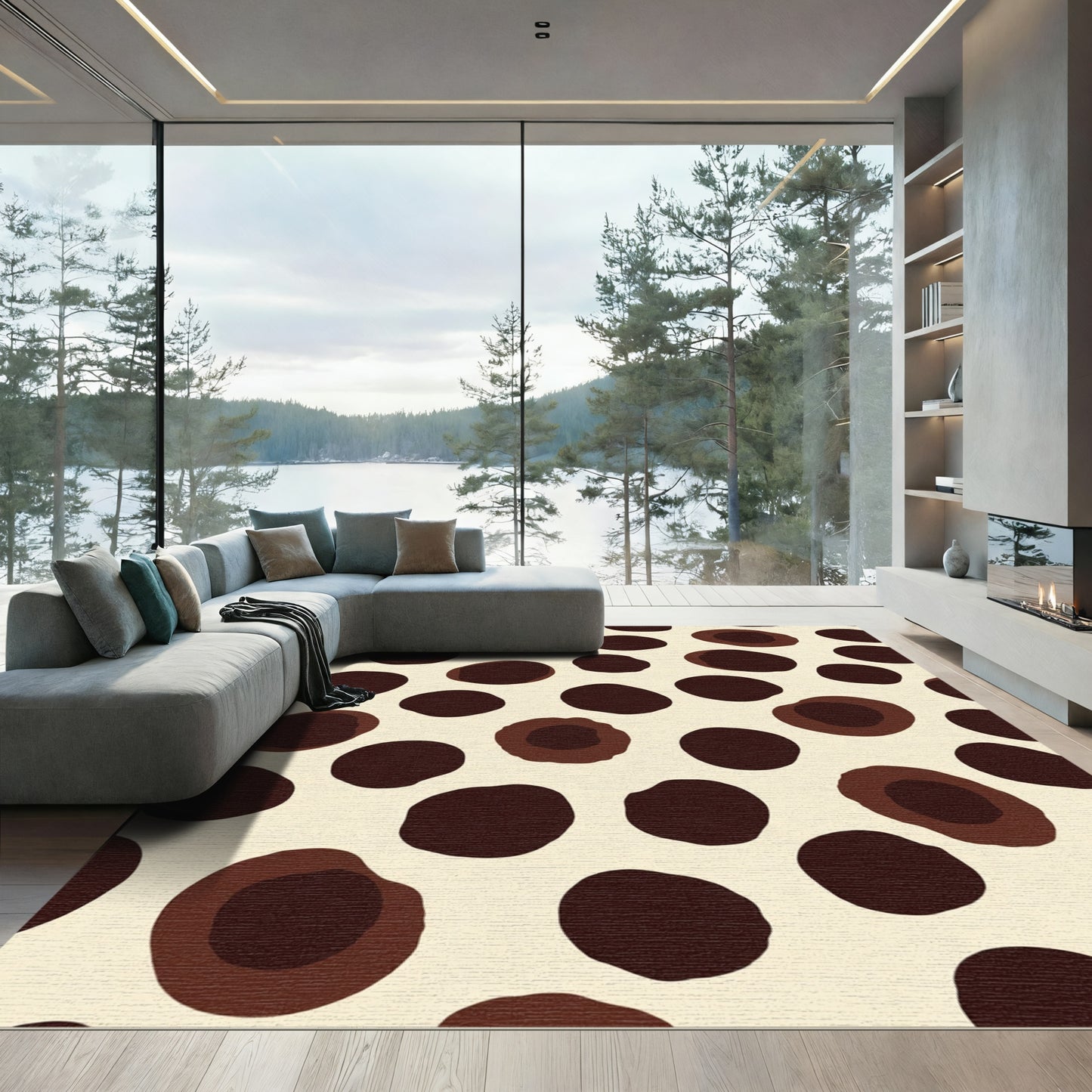 Brown Spotty Organic Shape Rug