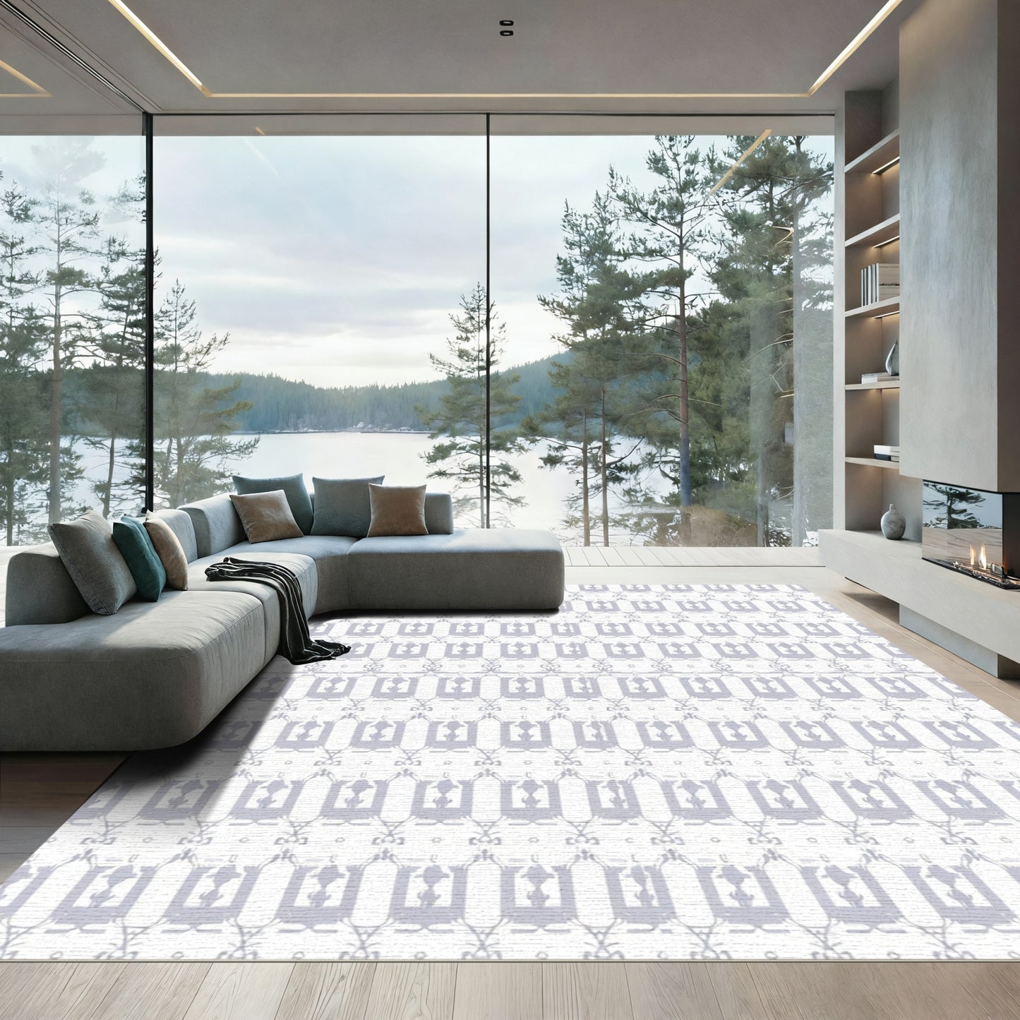 Soft Lilac Geometric Archways Rug