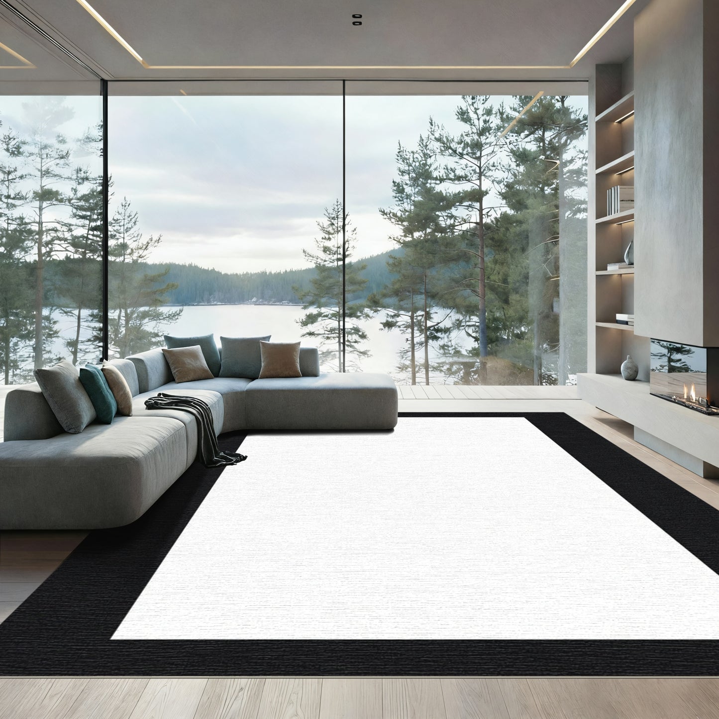 Abstract Black And White Geometric Rug