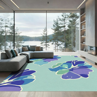 Bold Blue Purple Abstract Floral Rug