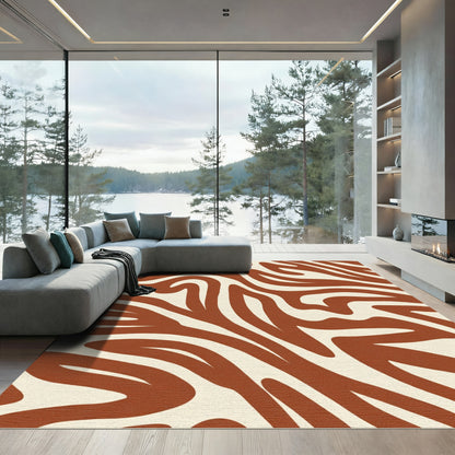 Rustic Brown White Animal Print Rug