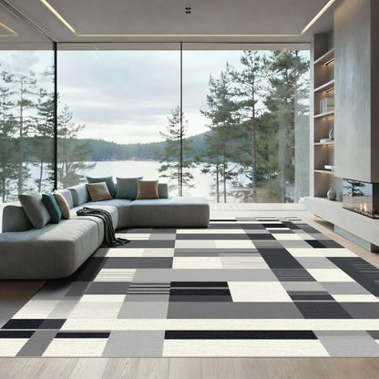 Monochromatic Geometric Blocks and Stripes Rug