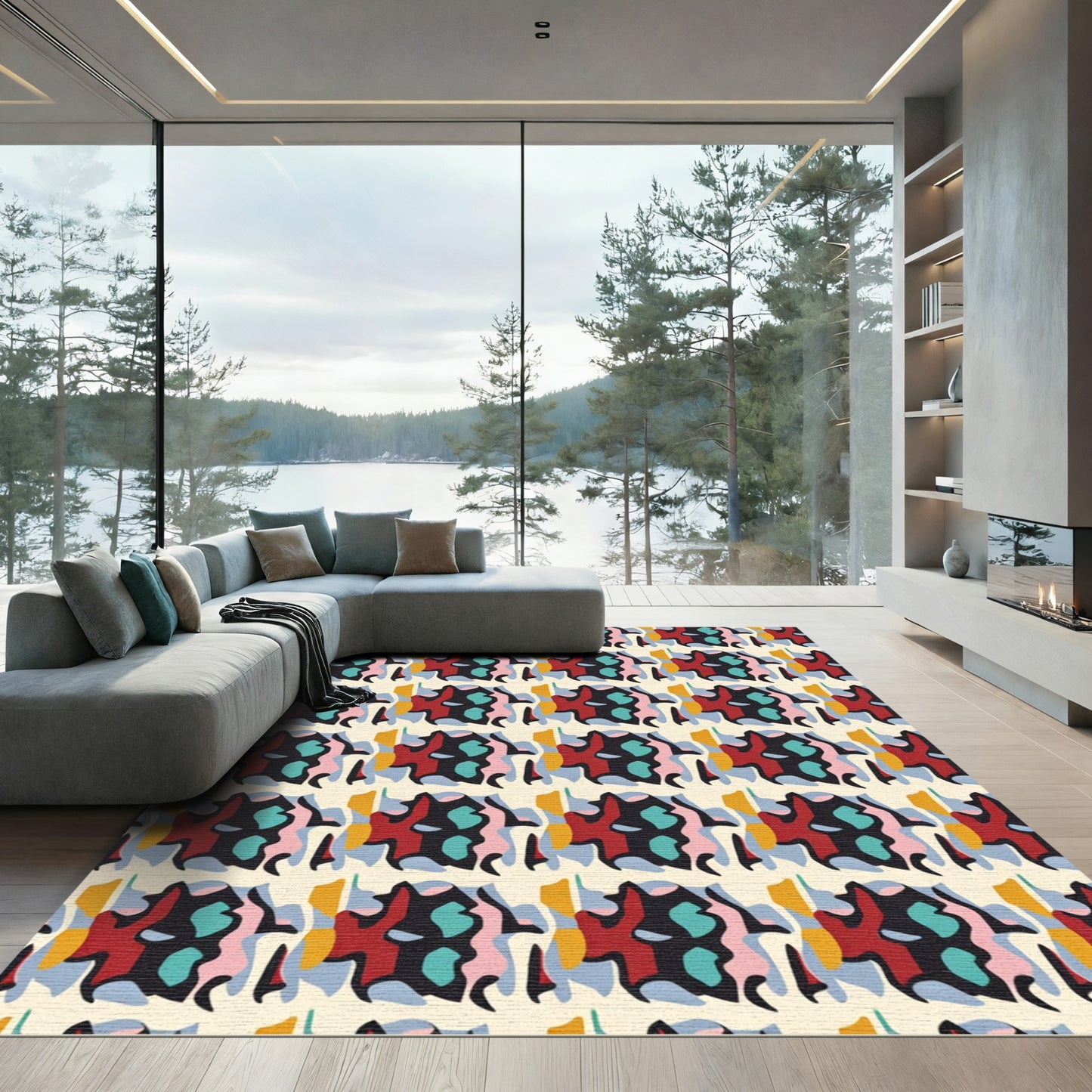 Abstract Organic Shapes Repeating Arrangement Rug