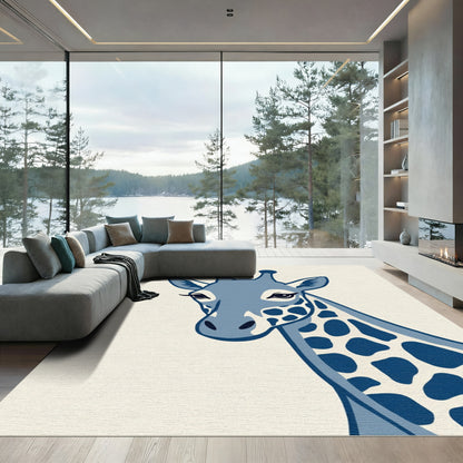 Navy Blue Giraffe Spot Portrait Rug