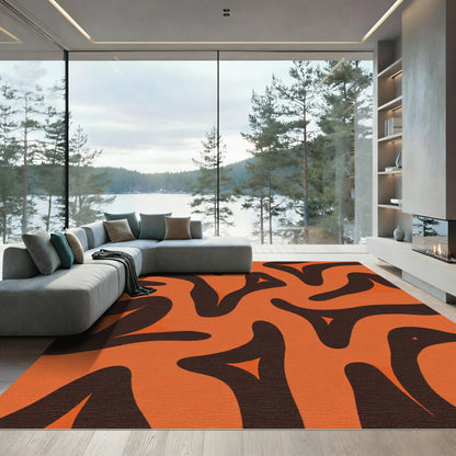 Bold Orange Swirl Tribal Stripes Rug