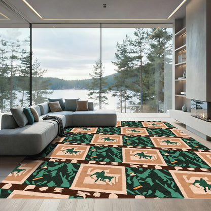 Earth Tones Horse Medallion Rug