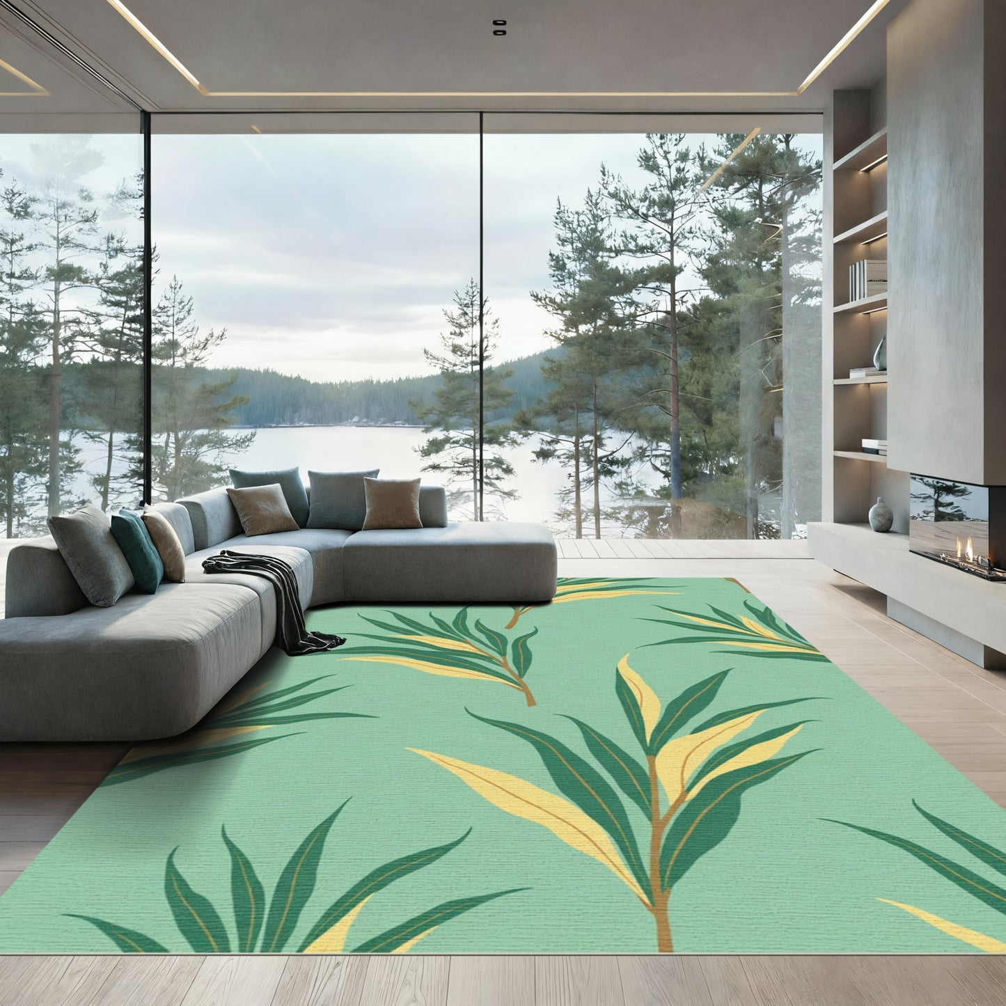 Mint Green Eucalyptus Foliage Rug