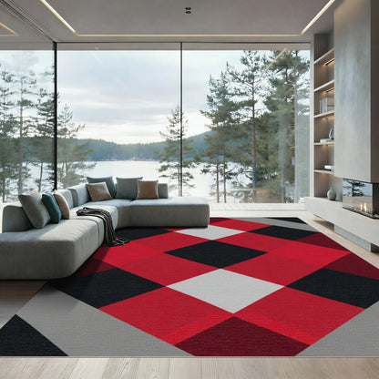 Bold Plaid Diamond Geometric Rug